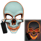 Glowing Mask Scary Ghost Face Halloween Funny White Skull Mask LED Glowing Props