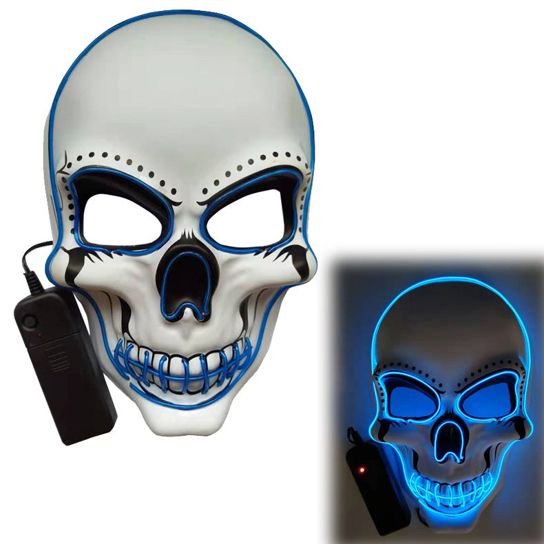 Glowing Mask Scary Ghost Face Halloween Funny White Skull Mask LED Glowing Props