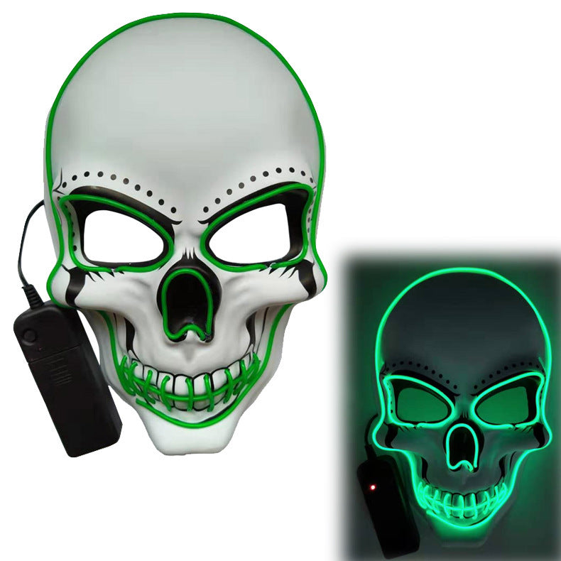 Glowing Mask Scary Ghost Face Halloween Funny White Skull Mask LED Glowing Props