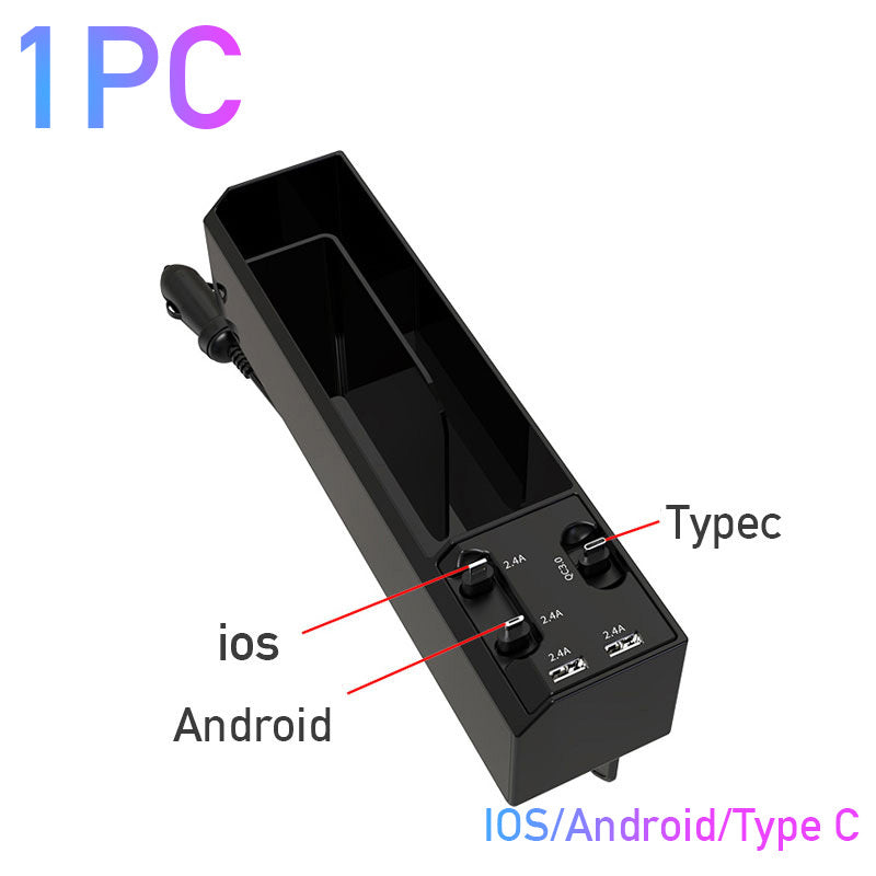 Car Organizer with Charger Cable Car Seat Gap Storage Box with Cable