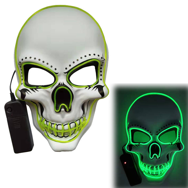 Glowing Mask Scary Ghost Face Halloween Funny White Skull Mask LED Glowing Props