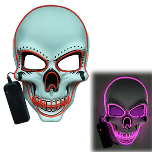 Glowing Mask Scary Ghost Face Halloween Funny White Skull Mask LED Glowing Props