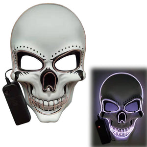 Glowing Mask Scary Ghost Face Halloween Funny White Skull Mask LED Glowing Props