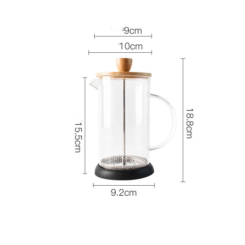 French  Pot Stainless Steel  Filter Pressure Pot Glass Tea Infuser Portable Milking