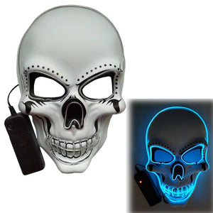 Glowing Mask Scary Ghost Face Halloween Funny White Skull Mask LED Glowing Props