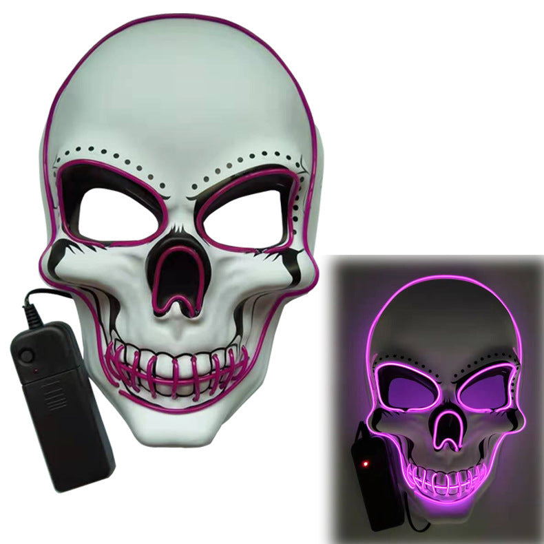 Glowing Mask Scary Ghost Face Halloween Funny White Skull Mask LED Glowing Props